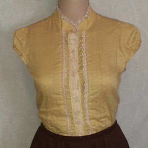 twentyone cap sleeve high collar button down blouse